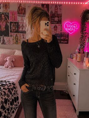 Michael Kors Black Metallic Shimmer Knit Sweater Size Small Lightweight Luxe Pul